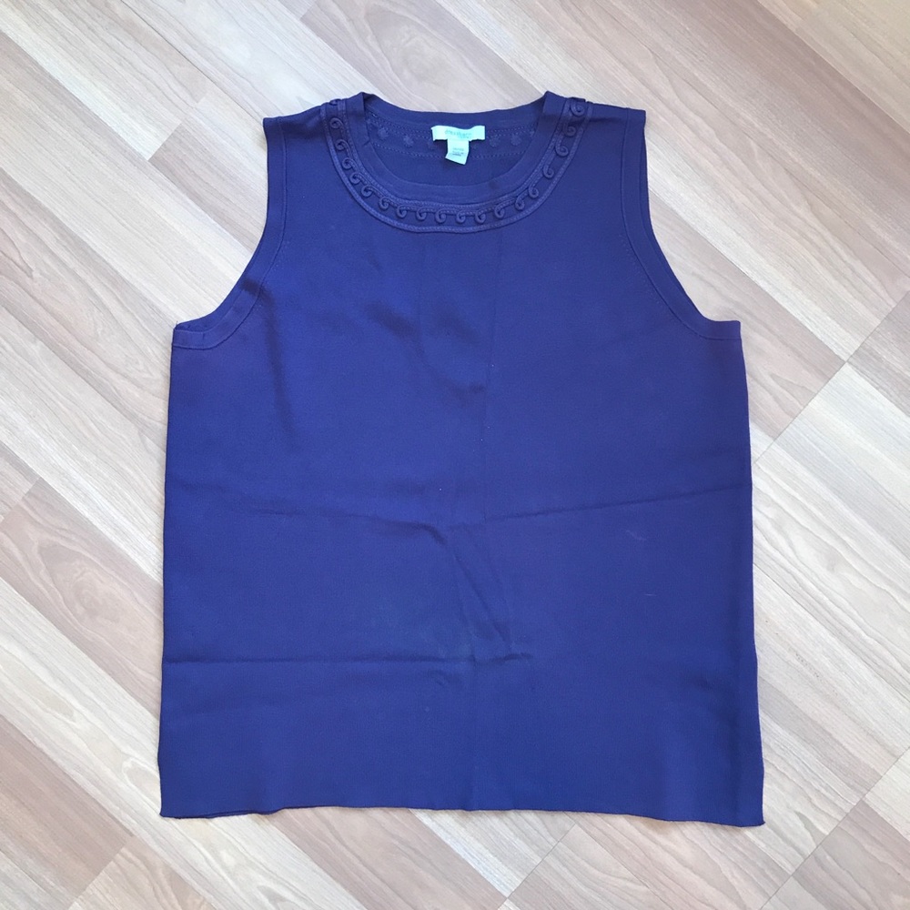 Dress Barn purple knit shell top detailed trim